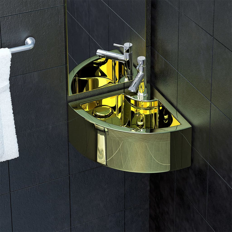 Vidaxl -Waschbecken mit Landung 45x32x12,5 cm Keramik Gold gefärbt