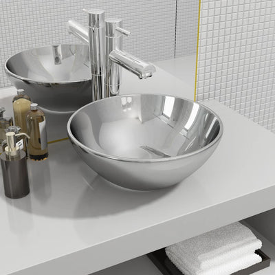 VIDAXL WASHBAIN 32,5 x 14 cm Keramik Silberfarbe