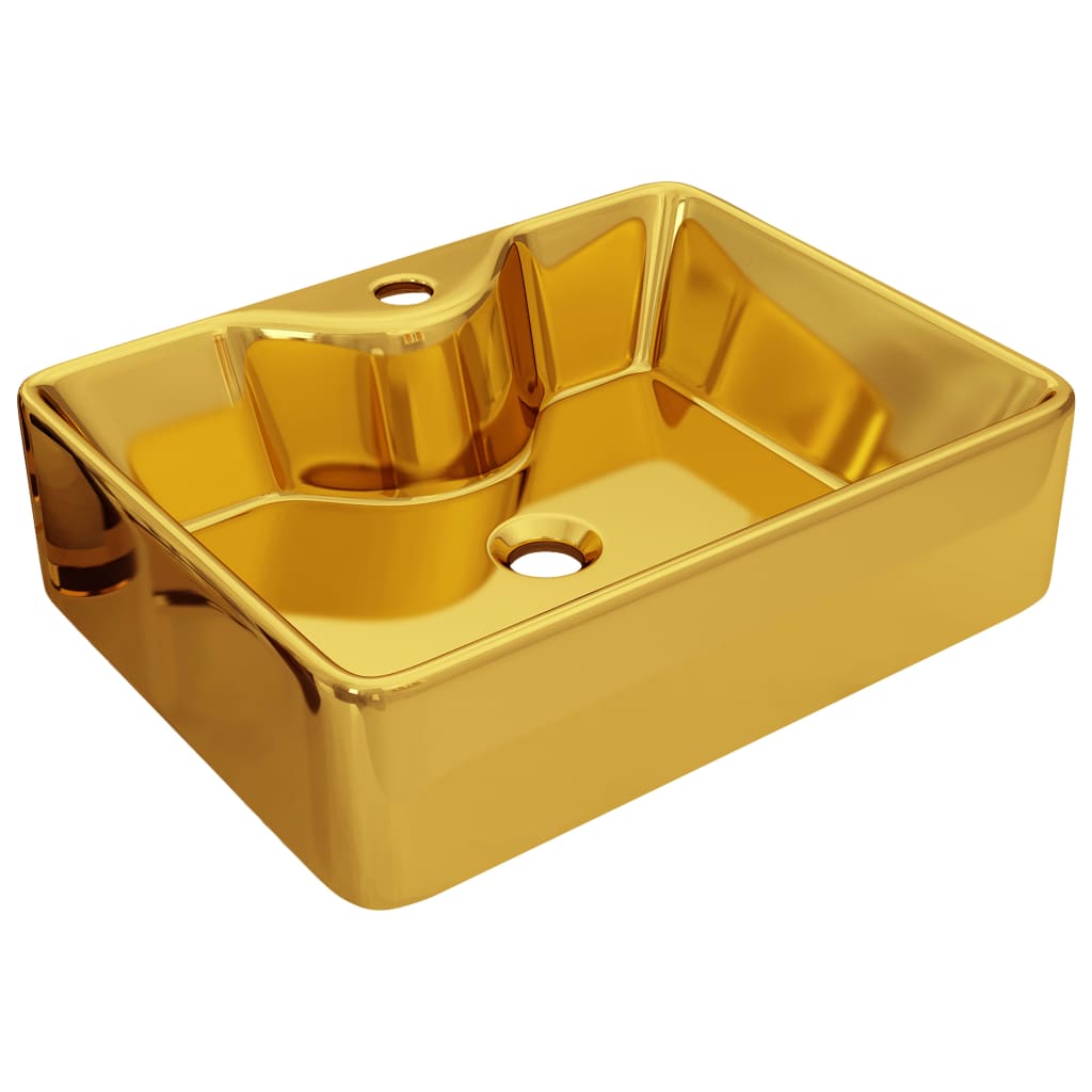 VIDAXL WASHBAIN mit TAP -Loch 48x37x13,5 cm Keramik Gold gefärbt