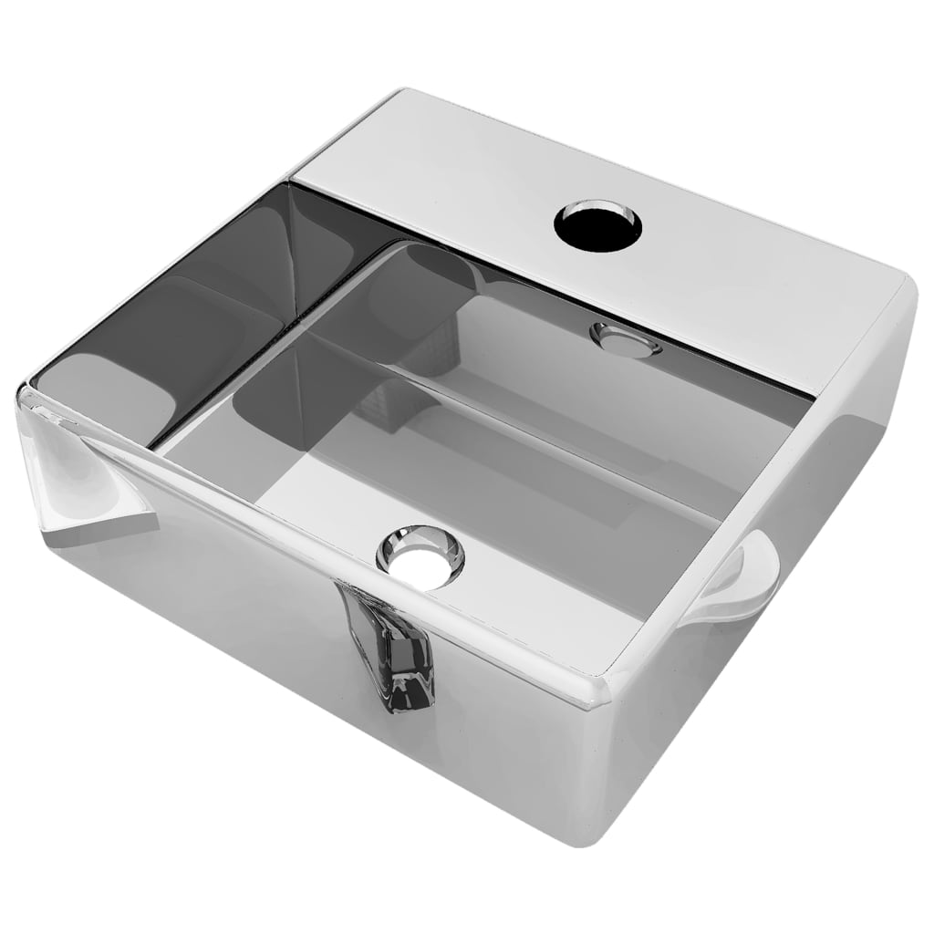 Vidaxl -Waschbecken mit Kranloch 38x30x11.5 cm Keramik Silber gefärbt