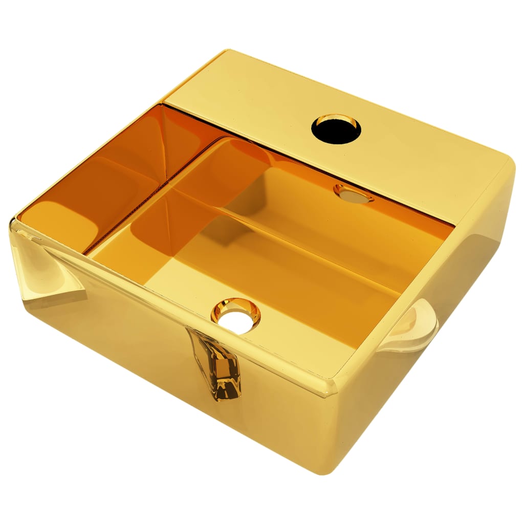 VIDAXL WASHBAIN mit TAP -Loch 38x30x11.5 cm Keramik Gold gefärbt