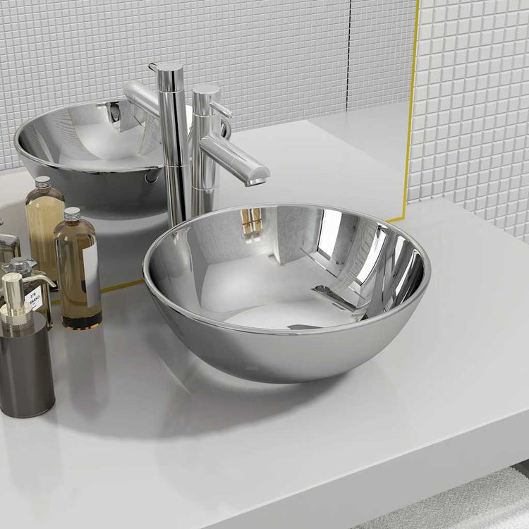 VIDAXL WASHBAIN 28x10 cm Keramik Silberfarbe