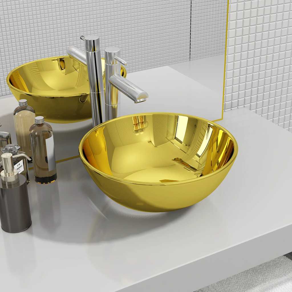 VIDAXL WASHBAIN 28x10 cm Keramik Gold gefärbt