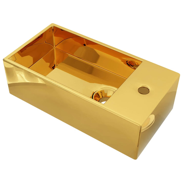 Vidaxl -Waschbecken mit Landung 49x25x15 cm Keramik Gold gefärbt