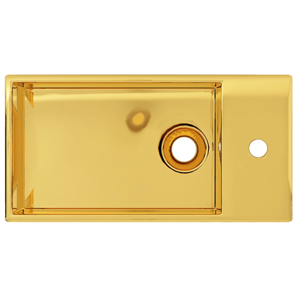 Vidaxl -Waschbecken mit Landung 49x25x15 cm Keramik Gold gefärbt