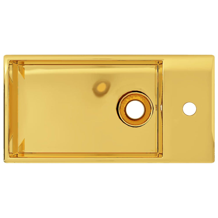 Vidaxl -Waschbecken mit Landung 49x25x15 cm Keramik Gold gefärbt