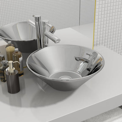VIDAXL WASHBAIN 42 x 14 cm Keramik Silberfarbe