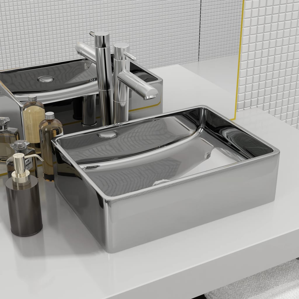 VIDAXL WASHBAIN 41x30x12 cm Keramik Silberfarbe