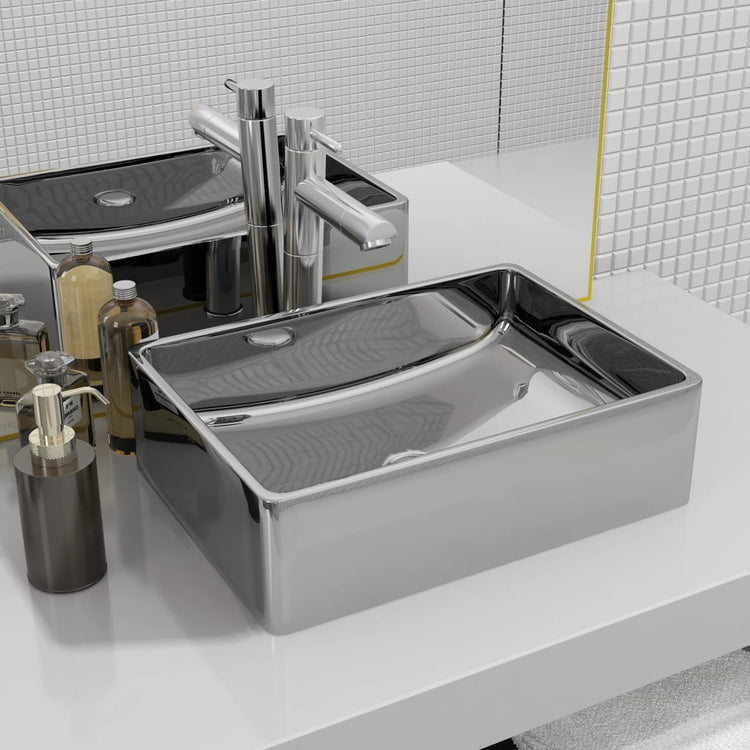 VIDAXL WASHBAIN 41x30x12 cm Keramik Silberfarbe
