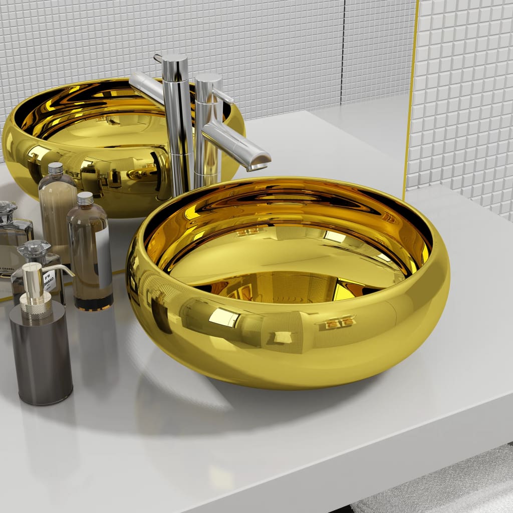 VIDAXL WASHBAIN 40x15 cm Keramik Gold gefärbt