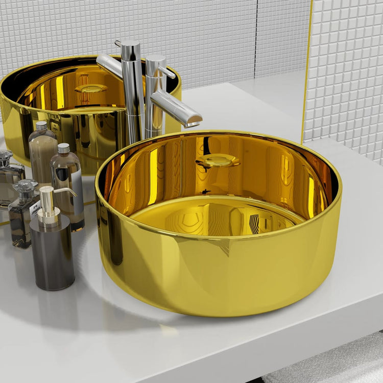 VIDAXL WASHBAIN 40x15 cm Keramik Gold gefärbt