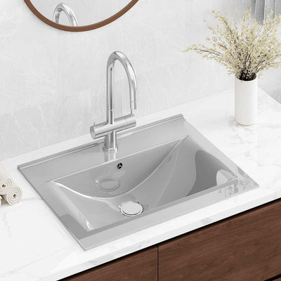 Vidaxl -Waschbecken mit Landung 60x46x16 cm Keramik Silber gefärbt