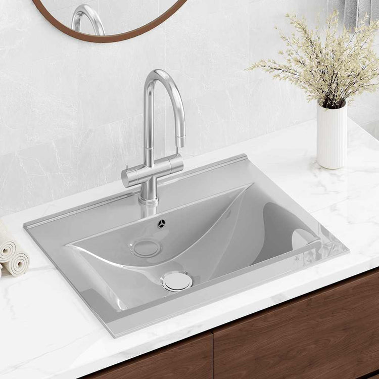 Vidaxl -Waschbecken mit Landung 60x46x16 cm Keramik Silber gefärbt
