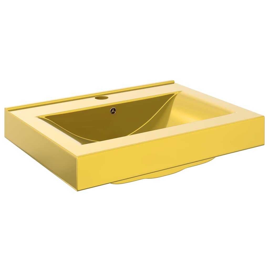 Vidaxl -Waschbecken mit Landung 60x46x16 cm Keramik Gold gefärbt