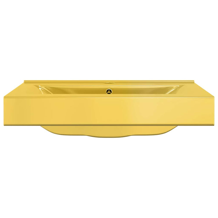 Vidaxl -Waschbecken mit Landung 60x46x16 cm Keramik Gold gefärbt