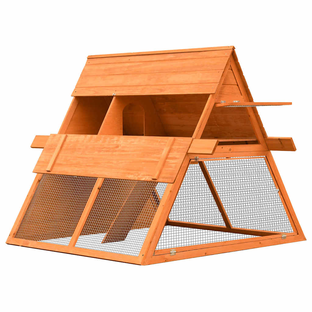 Vidaxxl Kaninchenstall 152x128x108 cm aus massivem Kiefern- und Fichtenholz