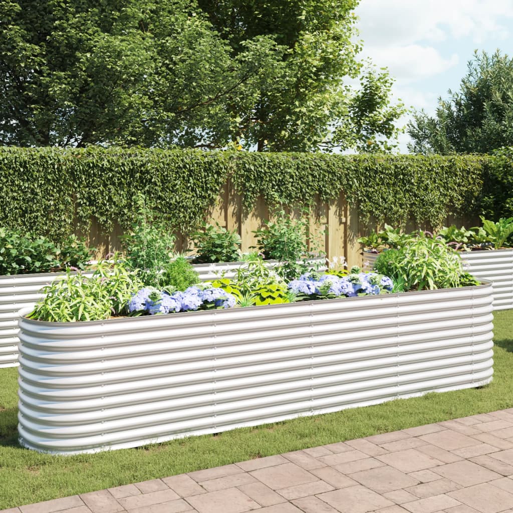 VIDAXL -Pflanzer 400 x 80 x 81 cm verzinktes Stahl Silber angehoben