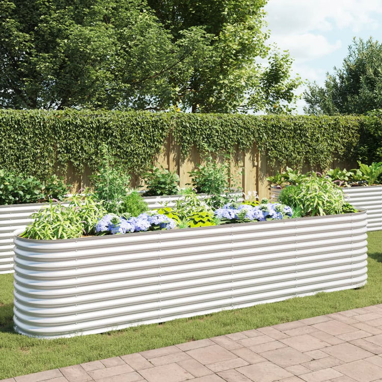 VIDAXL -Pflanzer 400 x 80 x 81 cm verzinktes Stahl Silber angehoben