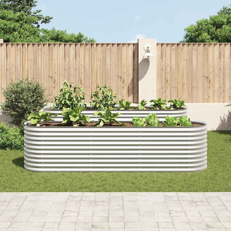 VIDAXL -Pflanzer erhöhte 320x80x81 cm verzinkte Stahl Silber