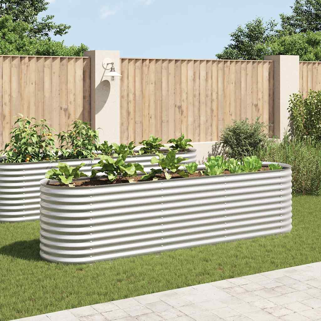 VIDAXL -Pflanzer erhöhte 320x80x81 cm verzinkte Stahl Silber