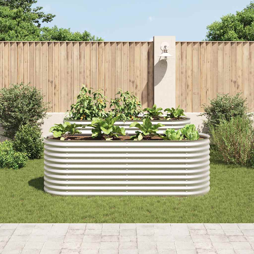VIDAXL -Pflanzer erhöhte 240 x 80 x 81 cm verzinkte Stahl Silber