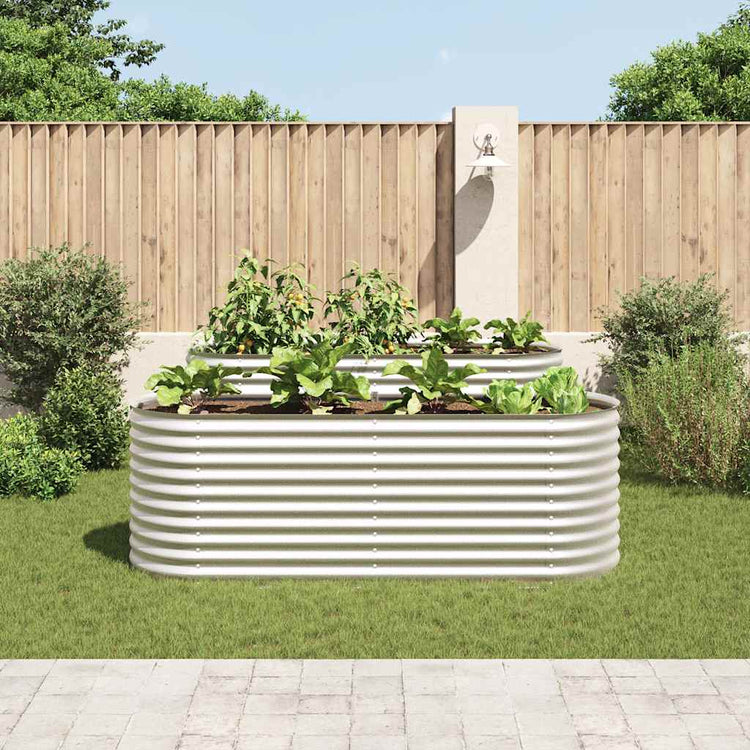 VIDAXL -Pflanzer erhöhte 240 x 80 x 81 cm verzinkte Stahl Silber