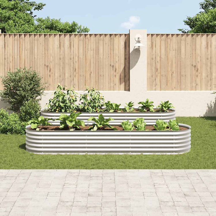 Vidaxl -Pflanzer erhöht 320x80x44 cm verzinktes Stahl Silber