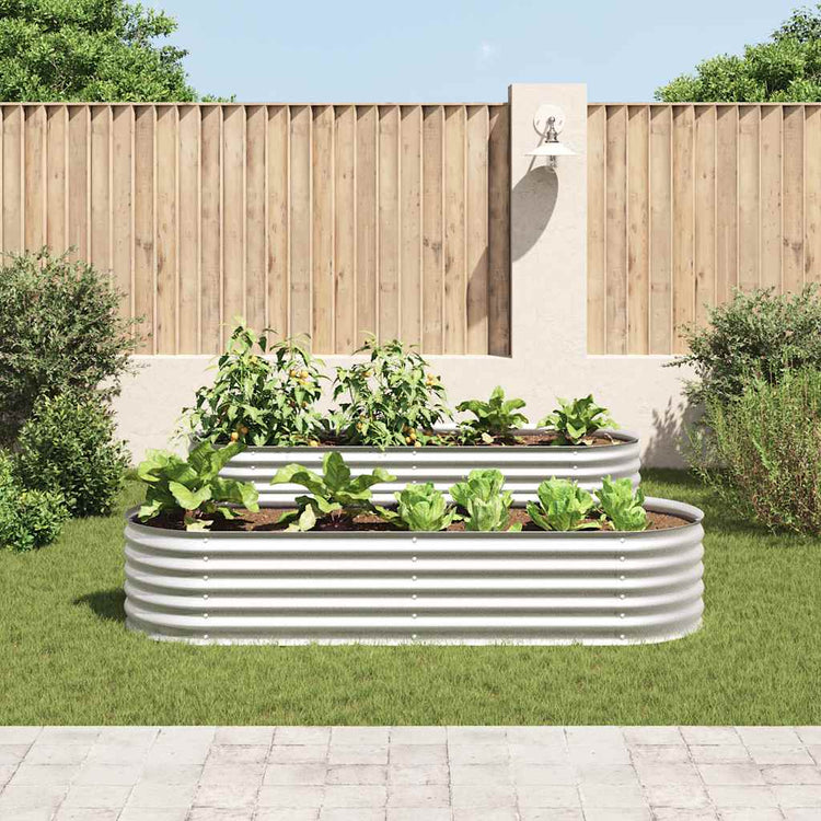 Vidaxl -Pflanzer erhöht 240 x 80 x 44 cm verzinktes Stahl Silber