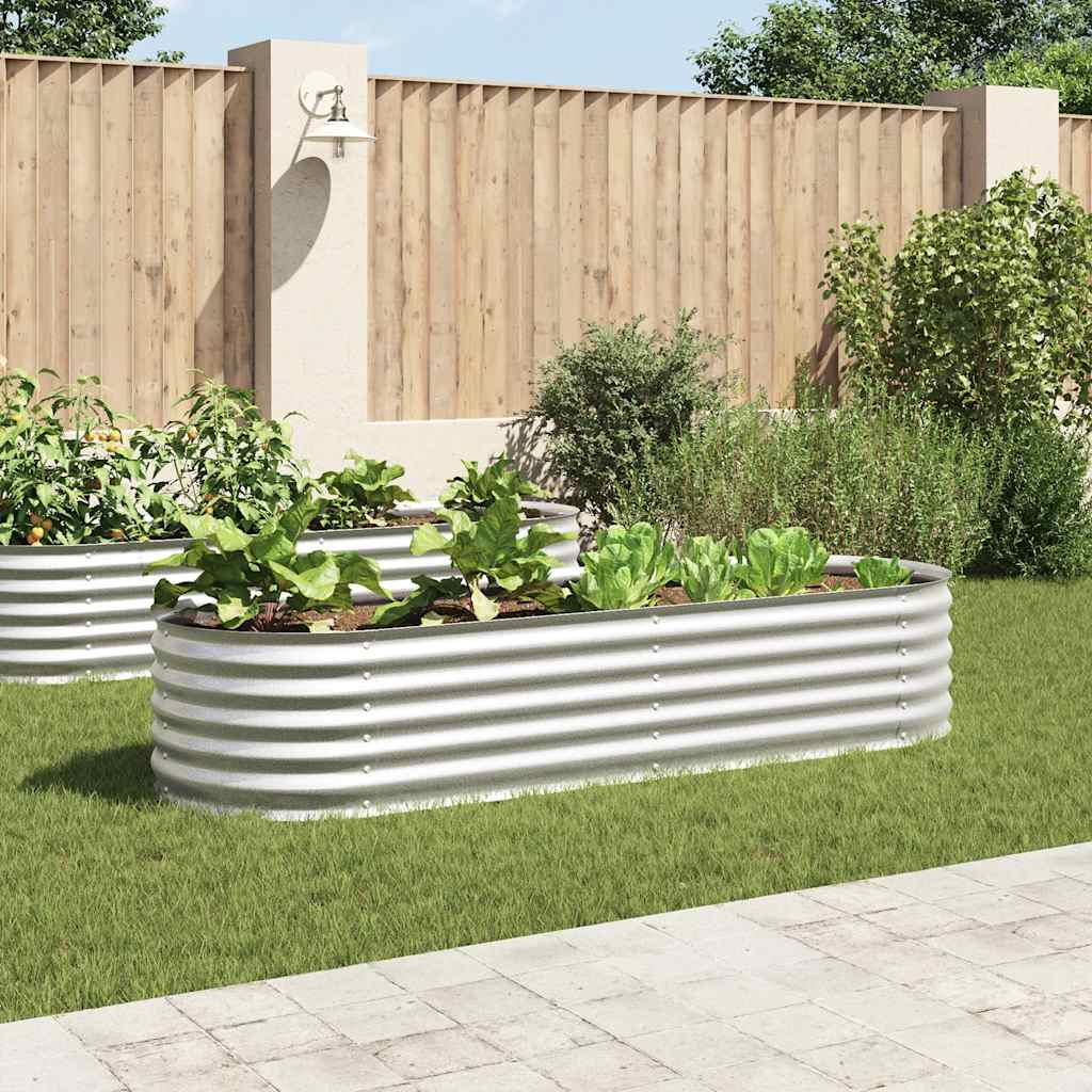 Vidaxl -Pflanzer erhöht 240 x 80 x 44 cm verzinktes Stahl Silber
