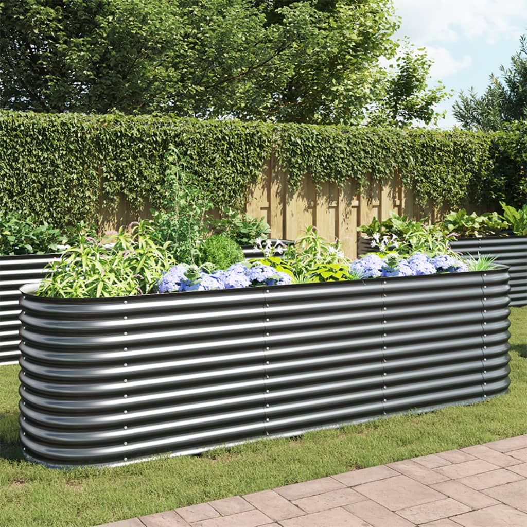 VIDAXL -Pflanzer eingefügt 320x80x81 cm verzinkter Stahl grau