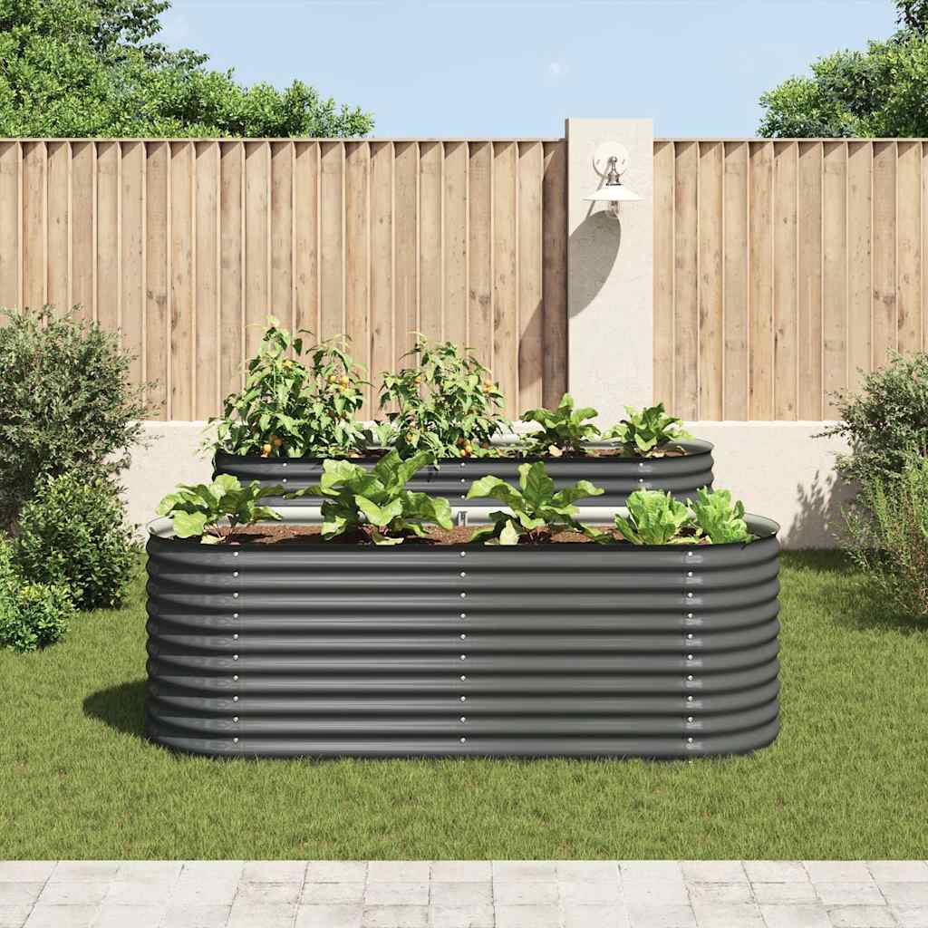 Vidaxl -Pflanzer erhöht 240 x 80 x 81 cm verzinkter Stahlgrau