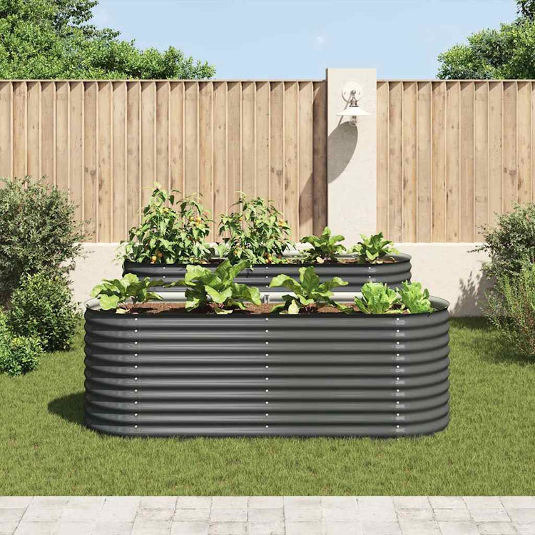 Vidaxl -Pflanzer erhöht 240 x 80 x 81 cm verzinkter Stahlgrau