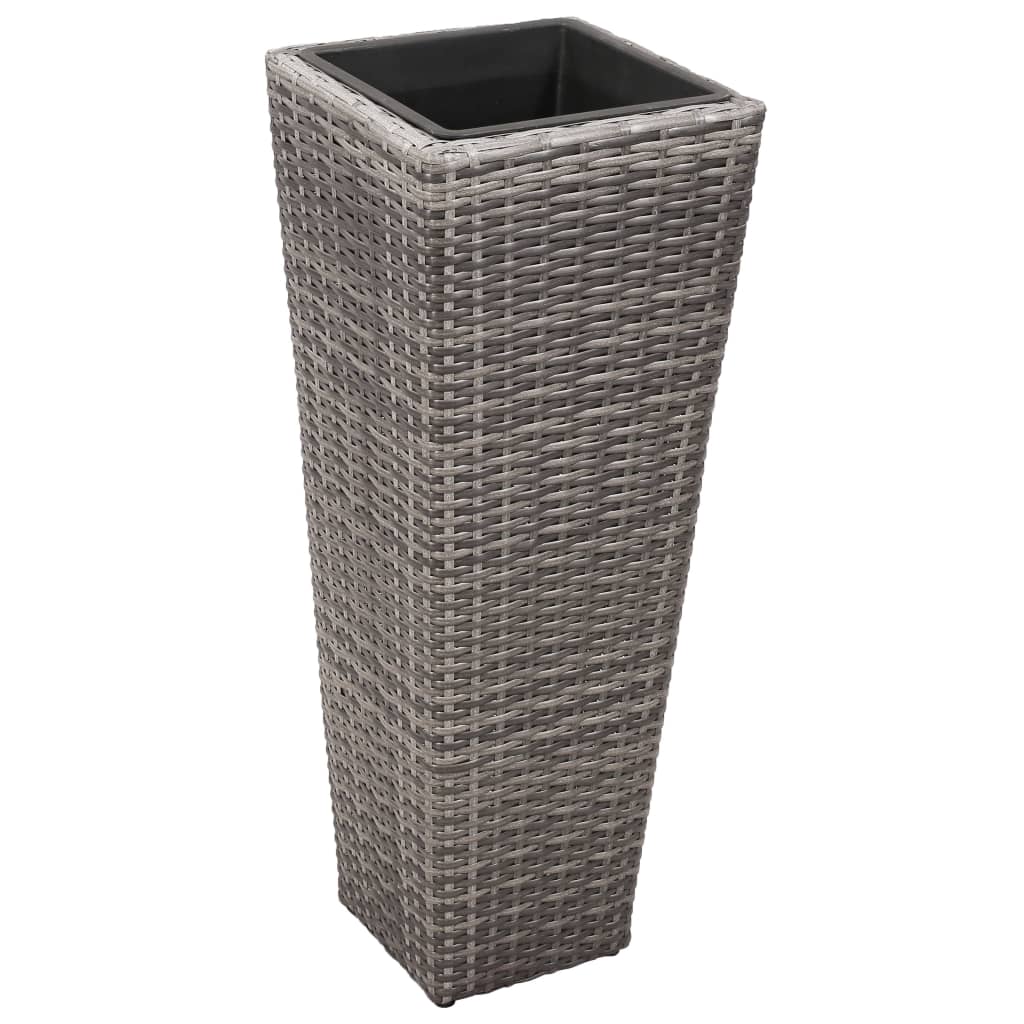VIDAXL -Pflanzer erhöhten 3 St. Poly Rattan Gray