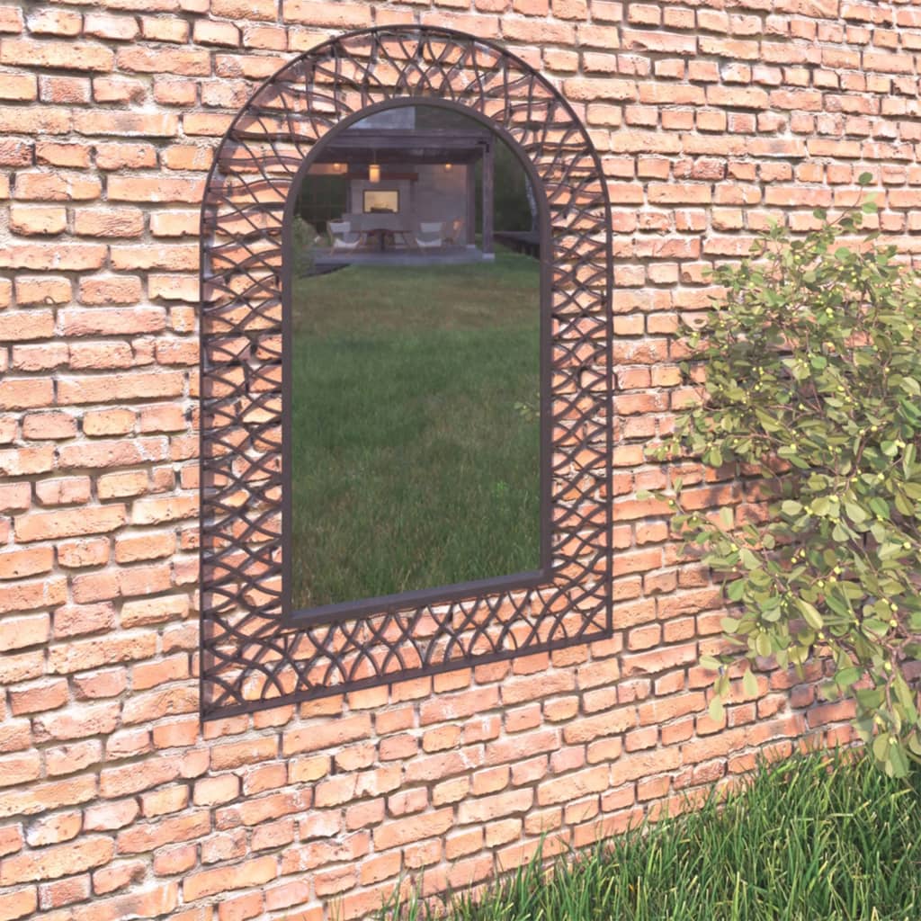 Vidaxl Gartenwandspiegel 50 x 80 cm schwarz gebogen
