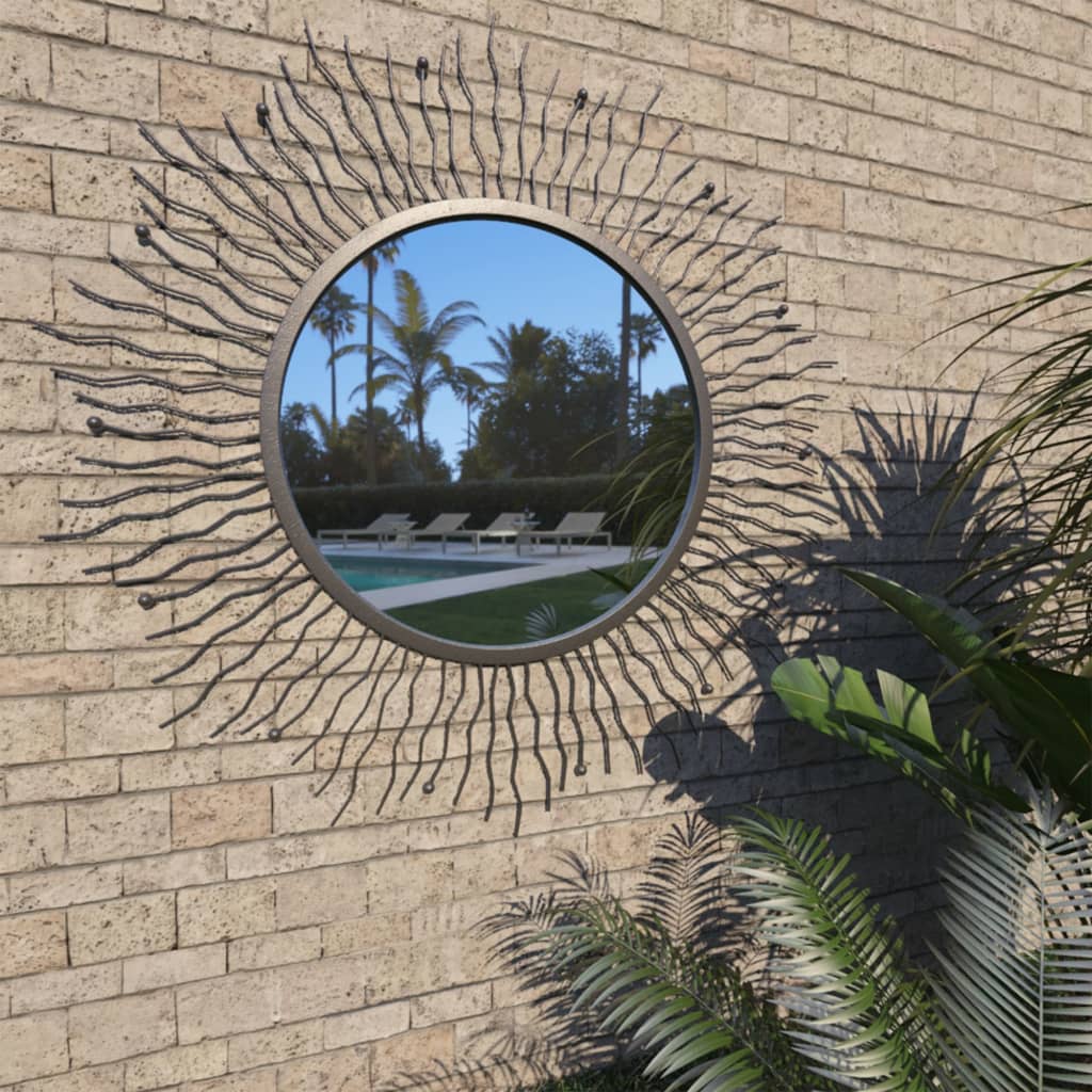Vidaxl Garten Wandspiegel Sunburst 80 cm schwarz