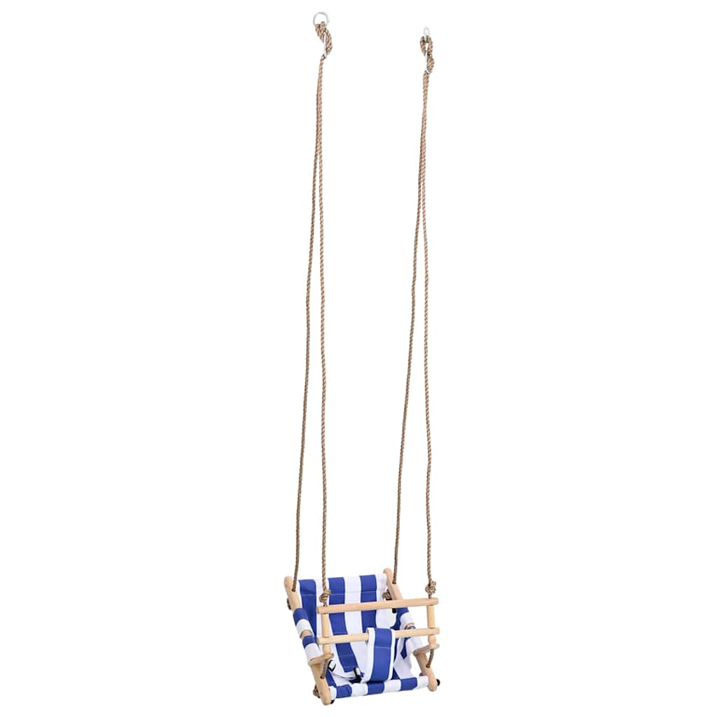 vidaXL Babyschaukel mit Sicherheitsgurt Baumwolle Holz Blau