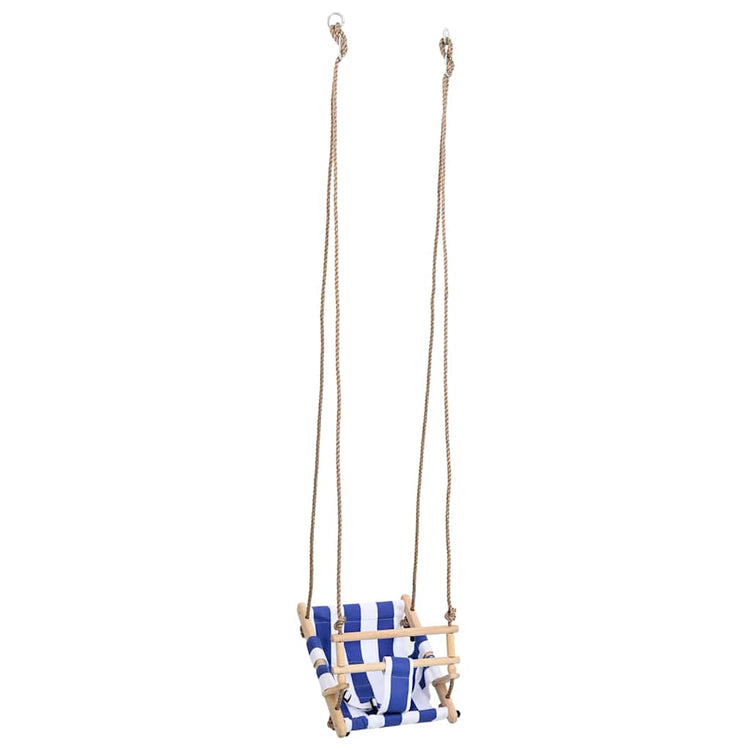 vidaXL Babyschaukel mit Sicherheitsgurt Baumwolle Holz Blau