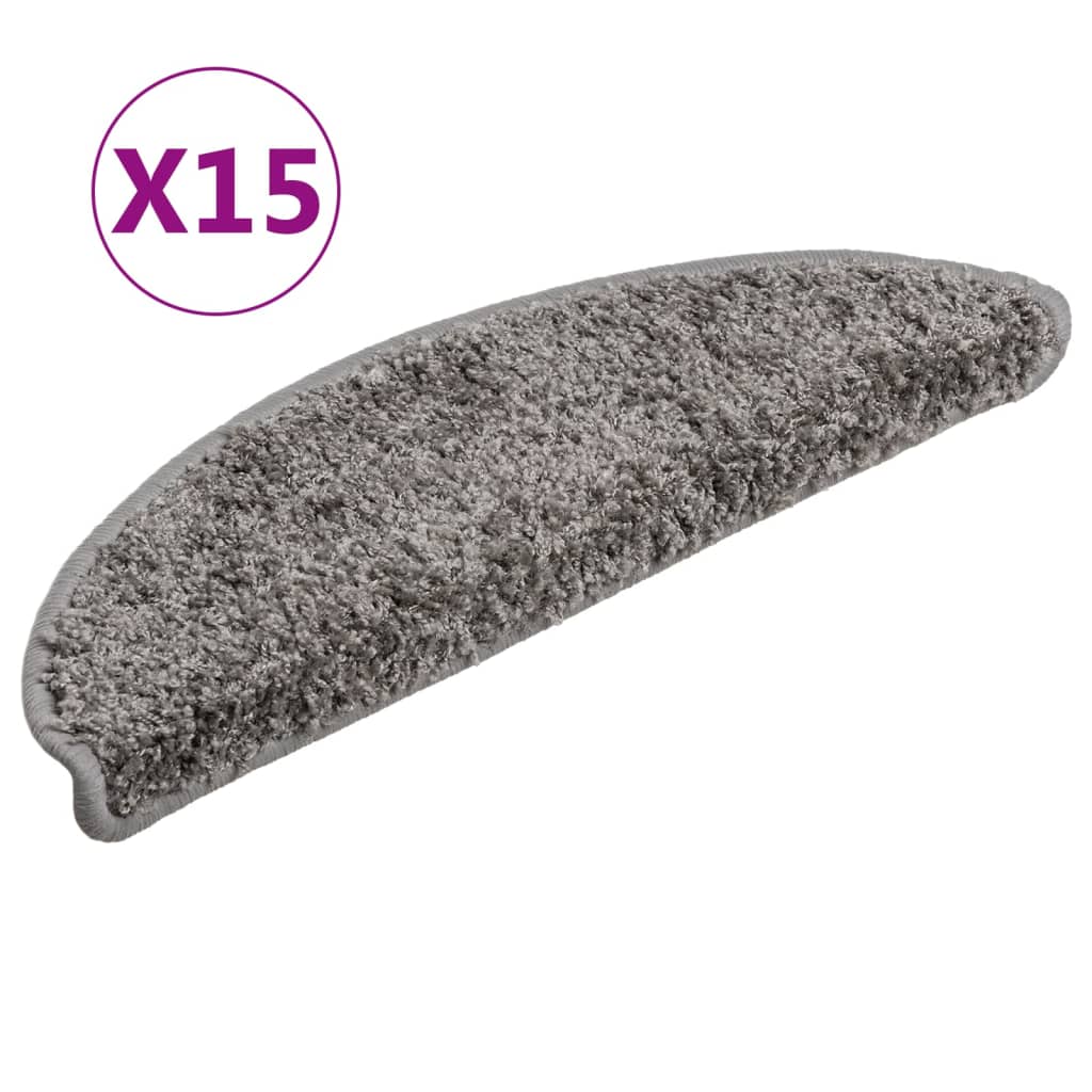 Vidaxl -Treppenmatten 15 ST 56x17x3 cm Grau