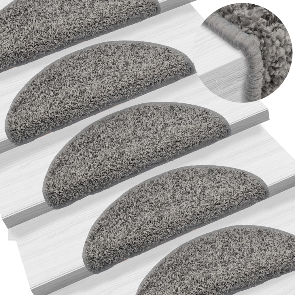 Vidaxl -Treppenmatten 15 ST 56x17x3 cm Grau