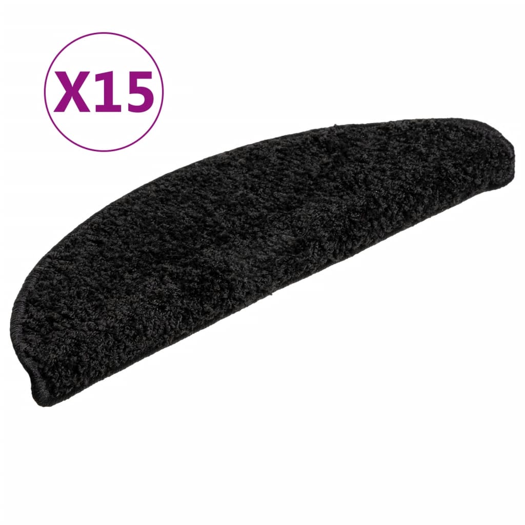 Vidaxl -Treppenmatten 15 ST 56x17x3 cm Schwarz