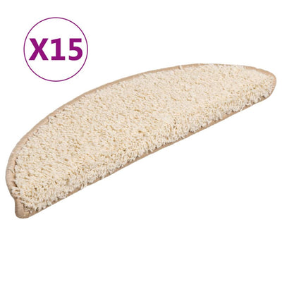 VidaXL Stufenmatten 15 Stk. 56x17x3 cm Creme halbrund