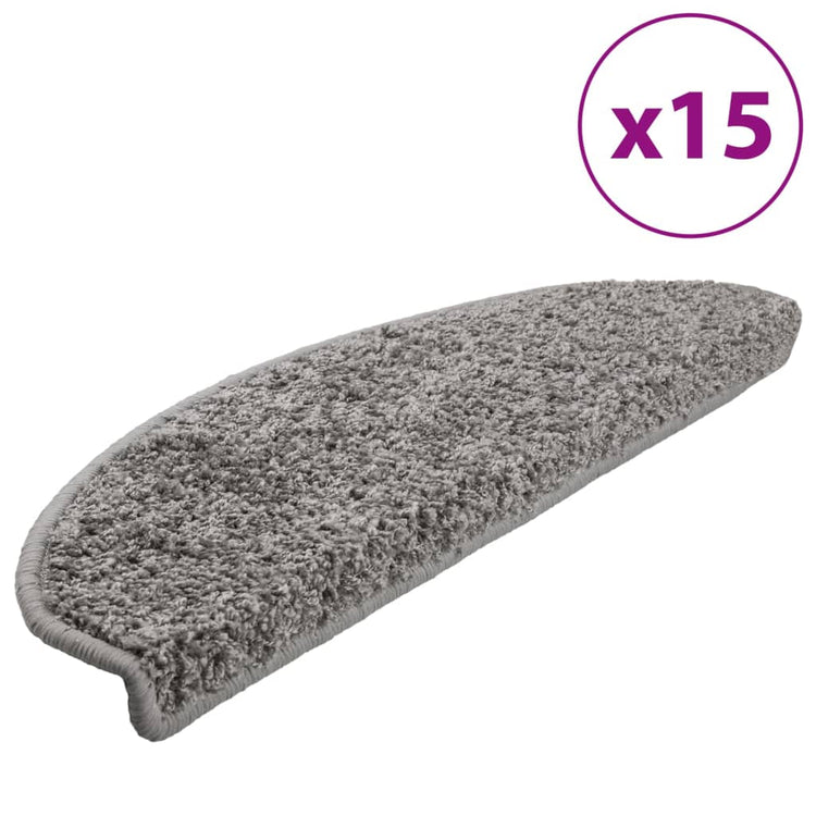 VidaXL Stufenmatten 15 Stk. 65x21x4 cm grau halbrund groß
