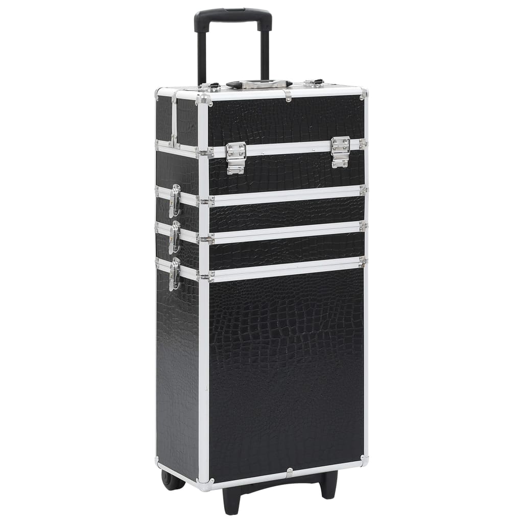 Vidaxl Makeup Trolley Aluminium schwarz mit Krokodilmuster