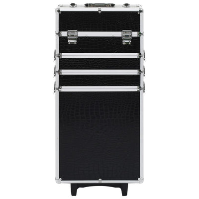 Vidaxl Makeup Trolley Aluminium schwarz mit Krokodilmuster