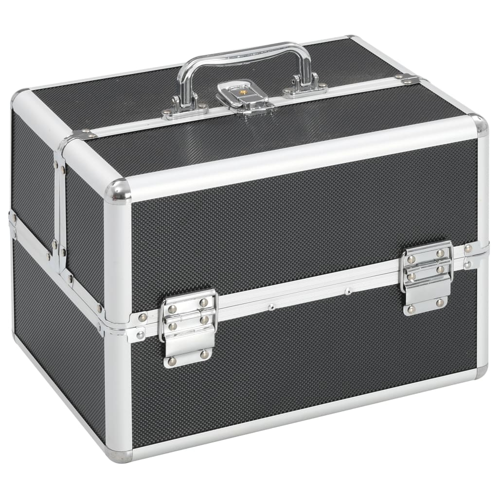 Vidaxl Make -up -Koffer 22x30x21 cm Aluminium Schwarz
