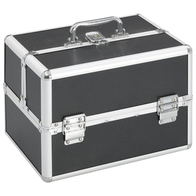 Vidaxl Make -up -Koffer 22x30x21 cm Aluminium Schwarz