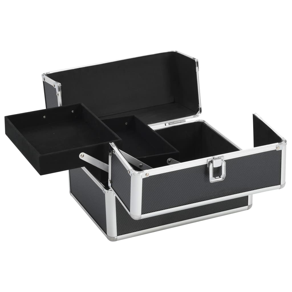 Vidaxl Make -up -Koffer 22x30x21 cm Aluminium Schwarz