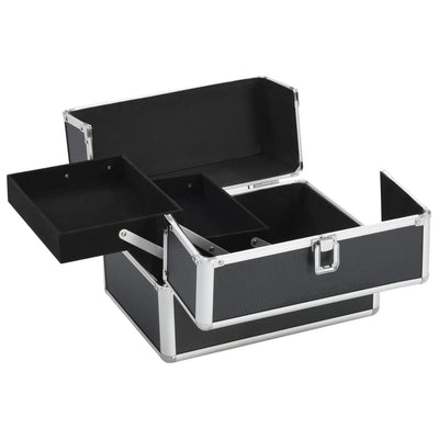 Vidaxl Make -up -Koffer 22x30x21 cm Aluminium Schwarz