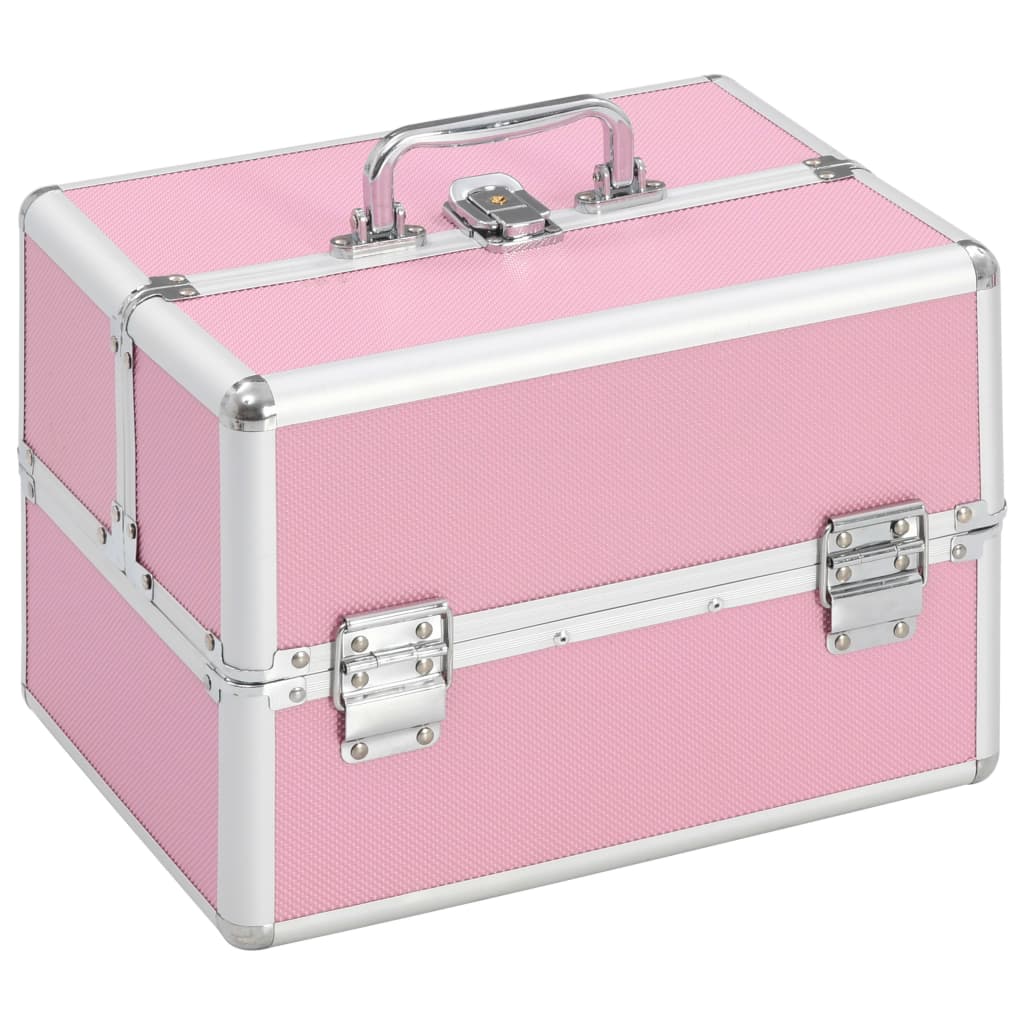 Vidaxl Make -up -Koffer 22x30x21 cm Aluminium Pink
