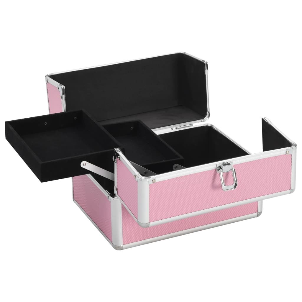 Vidaxl Make -up -Koffer 22x30x21 cm Aluminium Pink